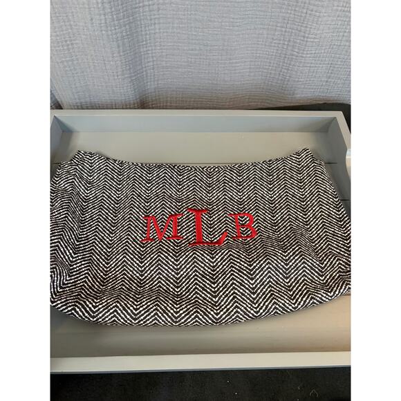Thirty-One Skirt Purse Cover – Black & White Chevron w/ Red Monogram “MLB" - Picture 1 of 2